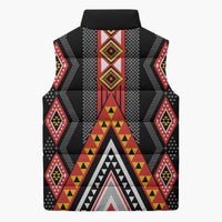 Niho Taniwha Taniko Motif Sleeveless Puffer Jacket - Polynesian Pride
