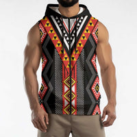 Niho Taniwha Taniko Motif Sleeveless Zip Hoodie LT9 - Polynesian Pride