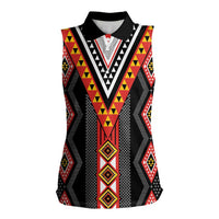 Niho Taniwha Taniko Motif Women Sleeveless Polo Shirt