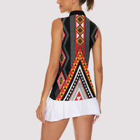 Niho Taniwha Taniko Motif Women Sleeveless Polo Shirt