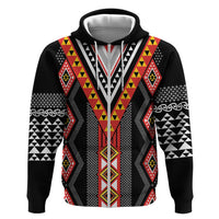 Niho Taniwha Taniko Motif Zip Hoodie LT9 Zip Hoodie Red - Polynesian Pride