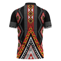 Niho Taniwha Taniko Motif Zipper Polo Shirt - Polynesian Pride
