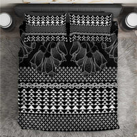 Black Taniko Kowhaiwhai Tukutuku Motif Bedding Set