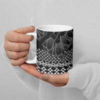 Black Taniko Kowhaiwhai Tukutuku Motif Ceramic Mug - Polynesian Pride