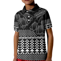 Black Taniko Kowhaiwhai Tukutuku Motif Kid Polo Shirt