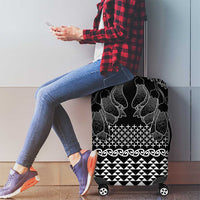 Black Taniko Kowhaiwhai Tukutuku Motif Luggage Cover LT9 - Polynesian Pride