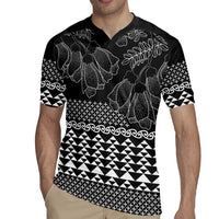 Black Taniko Kowhaiwhai Tukutuku Motif Rugby Jersey