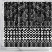 Black Taniko Kowhaiwhai Tukutuku Motif Shower Curtain