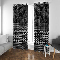 Black Taniko Kowhaiwhai Tukutuku Motif Window Curtain