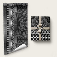 Black Taniko Kowhaiwhai Tukutuku Motif Wrapping Paper - Polynesian Pride