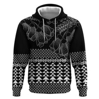 Black Taniko Kowhaiwhai Tukutuku Motif Zip Hoodie LT9 Pullover Hoodie Black - Polynesian Pride