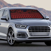 Red Taniko Kowhaiwhai Tukutuku Motif Auto Sun Shade - Polynesian Pride