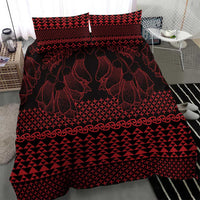 Red Taniko Kowhaiwhai Tukutuku Motif Bedding Set
