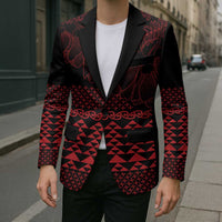 Red Taniko Kowhaiwhai Tukutuku Motif Blazer - Polynesian Pride