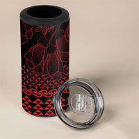Red Taniko Kowhaiwhai Tukutuku Motif 4 in 1 Can Cooler Tumbler