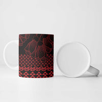Red Taniko Kowhaiwhai Tukutuku Motif Ceramic Mug - Polynesian Pride