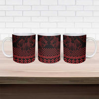 Red Taniko Kowhaiwhai Tukutuku Motif Ceramic Mug - Polynesian Pride