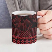 Red Taniko Kowhaiwhai Tukutuku Motif Ceramic Mug - Polynesian Pride