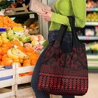 Red Taniko Kowhaiwhai Tukutuku Motif Grocery Bag