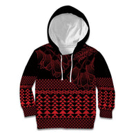 Red Taniko Kowhaiwhai Tukutuku Motif Kid Hoodie