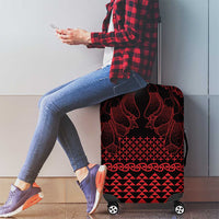 Red Taniko Kowhaiwhai Tukutuku Motif Luggage Cover LT9 - Polynesian Pride