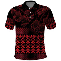Red Taniko Kowhaiwhai Tukutuku Motif Polo Shirt