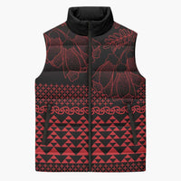 Red Taniko Kowhaiwhai Tukutuku Motif Sleeveless Puffer Jacket LT9 Unisex Red - Polynesian Pride