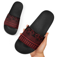Red Taniko Kowhaiwhai Tukutuku Motif Slide Sandals - Polynesian Pride