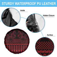 Red Taniko Kowhaiwhai Tukutuku Motif Spare Tire Cover LT9 - Polynesian Pride