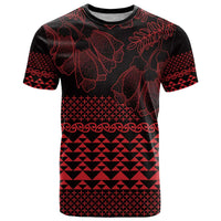 Red Taniko Kowhaiwhai Tukutuku Motif T Shirt