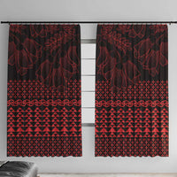 Red Taniko Kowhaiwhai Tukutuku Motif Window Curtain