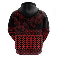Red Taniko Kowhaiwhai Tukutuku Motif Zip Hoodie LT9 - Polynesian Pride