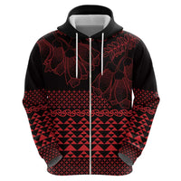 Red Taniko Kowhaiwhai Tukutuku Motif Zip Hoodie LT9 - Polynesian Pride