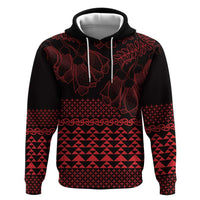 Red Taniko Kowhaiwhai Tukutuku Motif Zip Hoodie LT9 Pullover Hoodie Red - Polynesian Pride