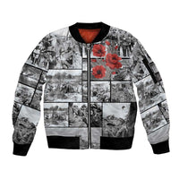 ANZAC Day Gallipoli Campaign Sleeve Zip Bomber Jacket To The End They Remain LT9 Unisex Black - Polynesian Pride