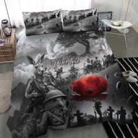 Black ANZAC Day The Battle of Lone Pine Bedding Set Kiwi-Kangaroo Soldier Lest We Forget