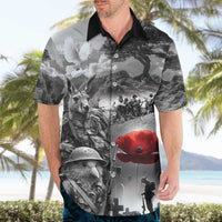 Black ANZAC Day The Battle of Lone Pine Hawaiian Shirt Kiwi-Kangaroo Soldier Lest We Forget