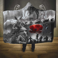 Black ANZAC Day The Battle of Lone Pine Hooded Blanket Kiwi-Kangaroo Soldier Lest We Forget