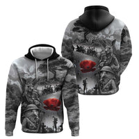 Black ANZAC Day The Battle of Lone Pine Hoodie Kiwi-Kangaroo Soldier Lest We Forget