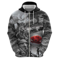 Black ANZAC Day The Battle of Lone Pine Hoodie Kiwi-Kangaroo Soldier Lest We Forget