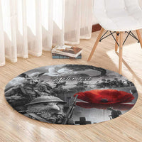 Black ANZAC Day The Battle of Lone Pine Round Carpet Kiwi-Kangaroo Soldier Lest We Forget