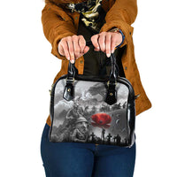 Black ANZAC Day The Battle of Lone Pine Shoulder Handbag Kiwi-Kangaroo Soldier Lest We Forget