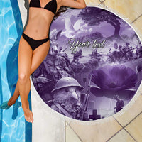 Purple ANZAC Day The Battle of Lone Pine Beach Blanket Kiwi-Kangaroo Soldier Lest We Forget