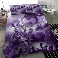 Purple ANZAC Day The Battle of Lone Pine Bedding Set Kiwi-Kangaroo Soldier Lest We Forget