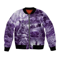 Purple ANZAC Day The Battle of Lone Pine Bomber Jacket Kiwi-Kangaroo Soldier Lest We Forget LT9 Unisex Purple - Polynesian Pride