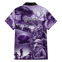 Purple ANZAC Day The Battle of Lone Pine Family Matching Off The Shoulder Long Sleeve Dress and Hawaiian Shirt Kiwi-Kangaroo Soldier Lest We Forget