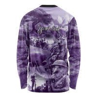 Purple ANZAC Day The Battle of Lone Pine Long Sleeve Shirt Kiwi-Kangaroo Soldier Lest We Forget