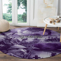 Purple ANZAC Day The Battle of Lone Pine Round Carpet Kiwi-Kangaroo Soldier Lest We Forget