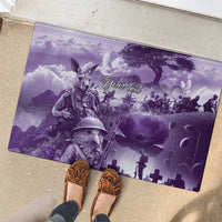 Purple ANZAC Day The Battle of Lone Pine Rubber Doormat Kiwi-Kangaroo Soldier Lest We Forget