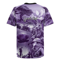 Purple ANZAC Day The Battle of Lone Pine Rugby Jersey Kiwi-Kangaroo Soldier Lest We Forget
